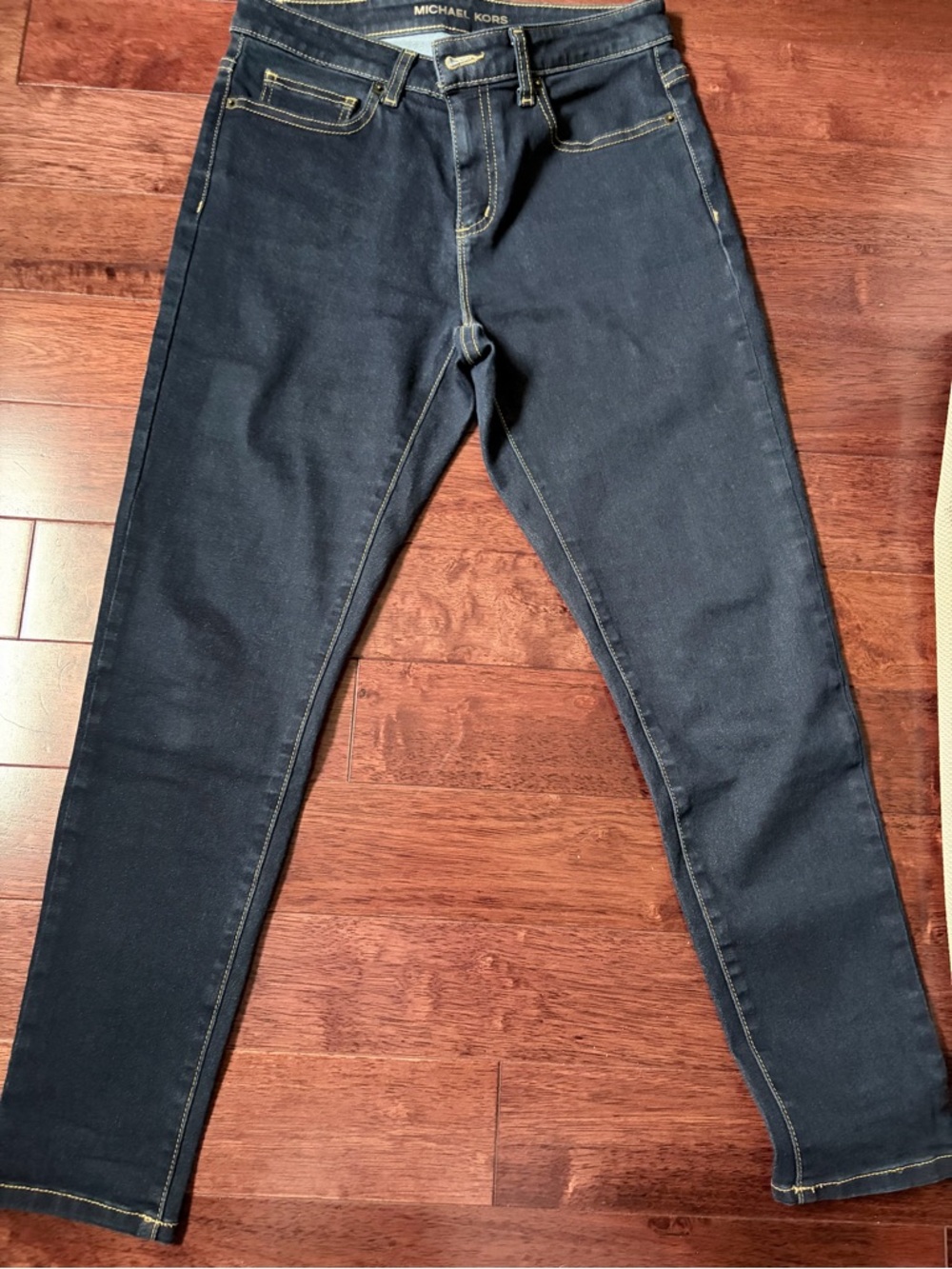 Michael Kors Dark Blue Denim Jeans with Gold Stitching
